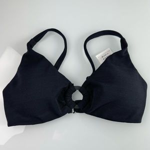 Jets Australia Swim Top Isla Rib Triangle Solid‎ Black Padded Bikini Circle Bust